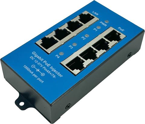 4-port pasívny gigabit PoE panel, kovový