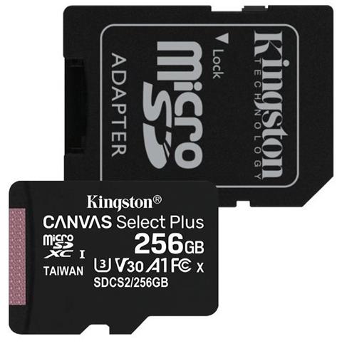 Kingston 256GB Kingston CANVAS SELECT PLUS/micro SDXC/100MBps/UHS-I U3 / Class 10/+ Adaptér