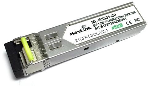 MaxLink SFP modul 1,25Gbps, 20km, WDM, DDM, TX1550/RX1310 (LC/SM)