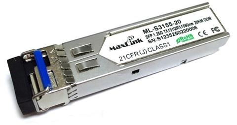 MaxLink SFP priemyselný modul -40°C +85°C, 1,25Gbps, 20km, WDM, DDM, TX1310/RX1550 (LC)