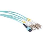 Optický patchcord MPOupc female/4xLCupc duplex, MM, OM3, 8-vlákno, Typ B, 1m